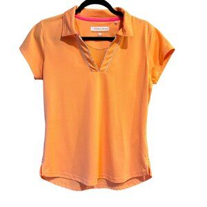 Pebble Beach Golf Womens Dry-Luxe Orange Performance Polo Shirt Size L
